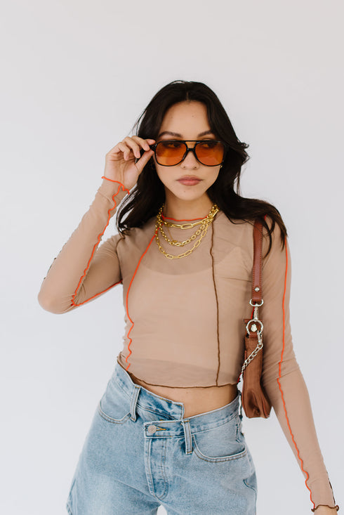 Fast Lane Mesh Top // Tan